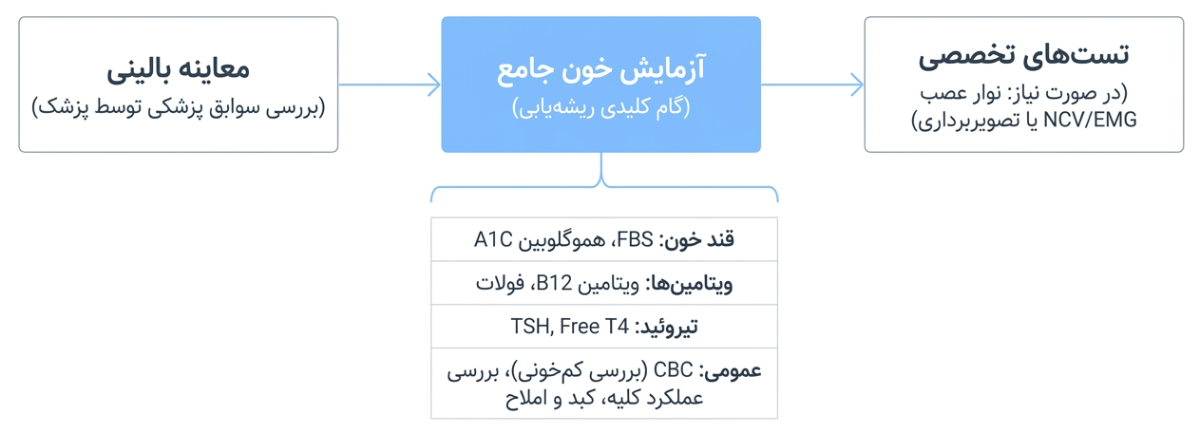 تشخیص علت گزگز دست و پا با آزمایش خون